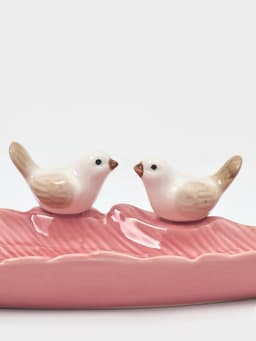 Блюдо керамическое «Птички на листочке», 21×8×5 см, цвет розовый