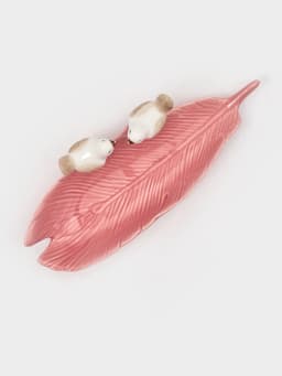 Блюдо керамическое «Птички на листочке», 21×8×5 см, цвет розовый