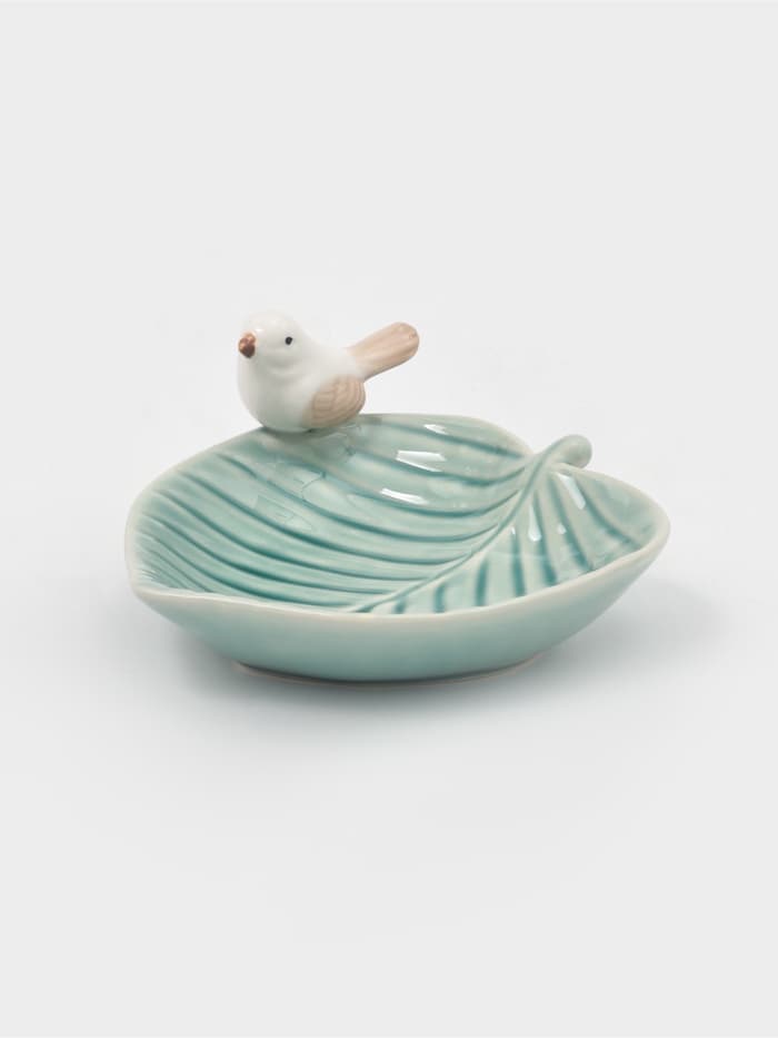 Блюдо керамическое «Птичка на листочке», 15.5×15.5 см, цвет голубой