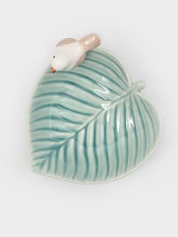 Блюдо керамическое «Птичка на листочке», 15.5×15.5 см, цвет голубой