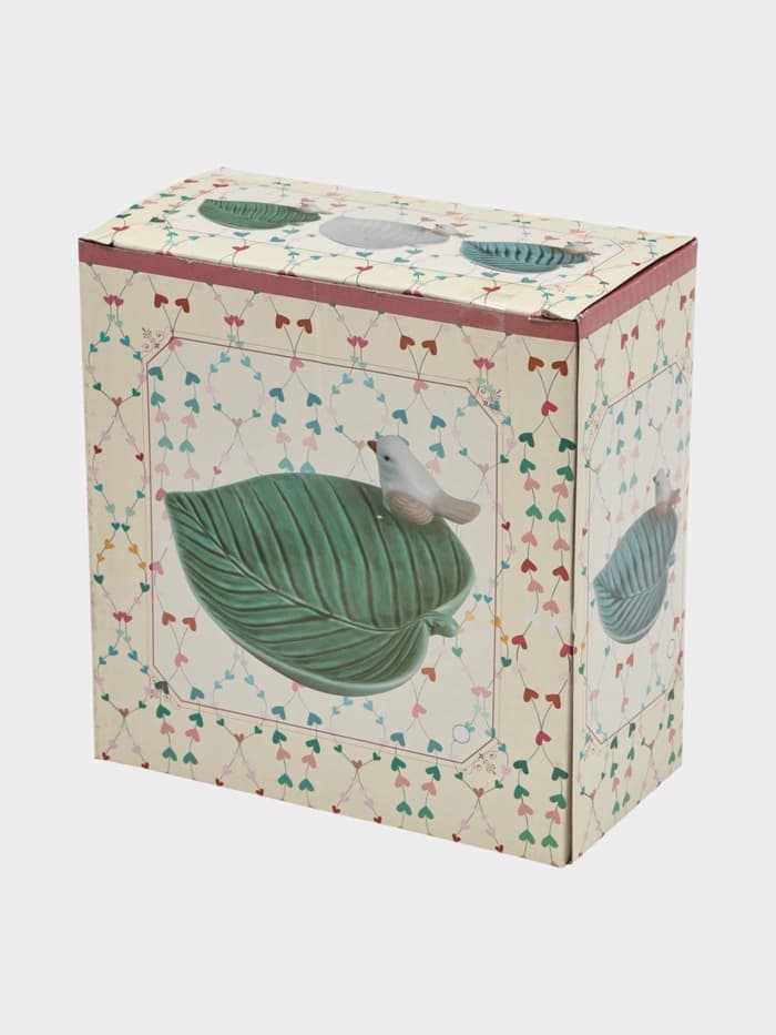 Блюдо керамическое «Птичка на листочке», 15.5×15.5 см, цвет голубой