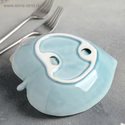 Блюдо керамическое «Птичка на листочке», 15.5×15.5 см, цвет голубой