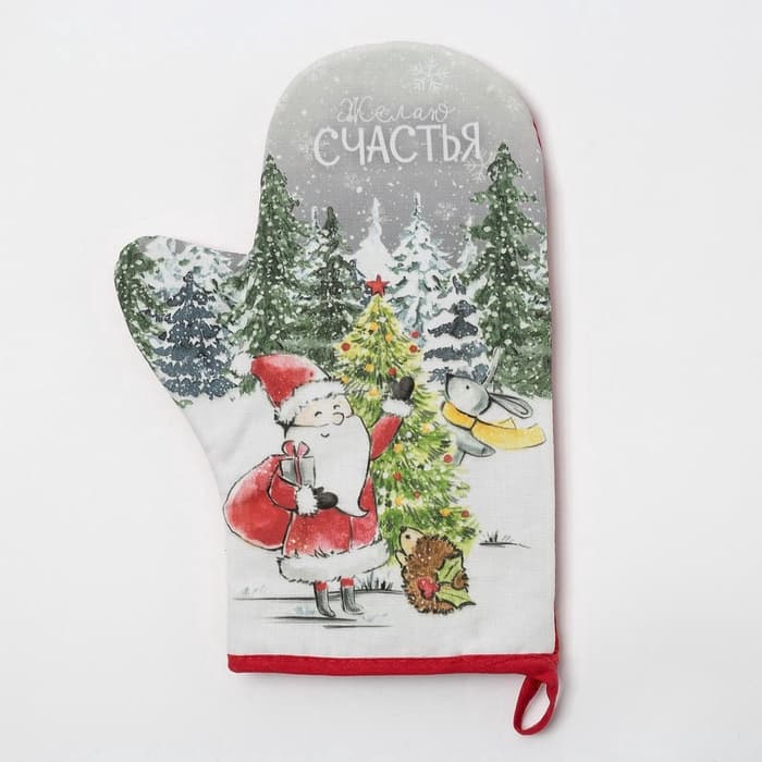 Варежка - прихватка «Этель. Желаю счастья», 20×28 см, 100% хлопок, ватин 250 г/м², МИКС