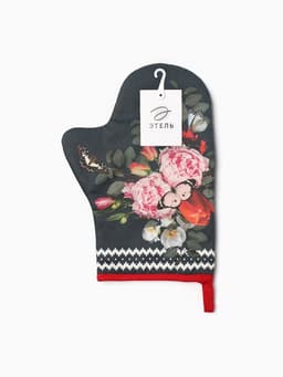 Варежка - прихватка «Этель» Flowers, 20×28 см, саржа, 100% хлопок, ватин 250 г/м²