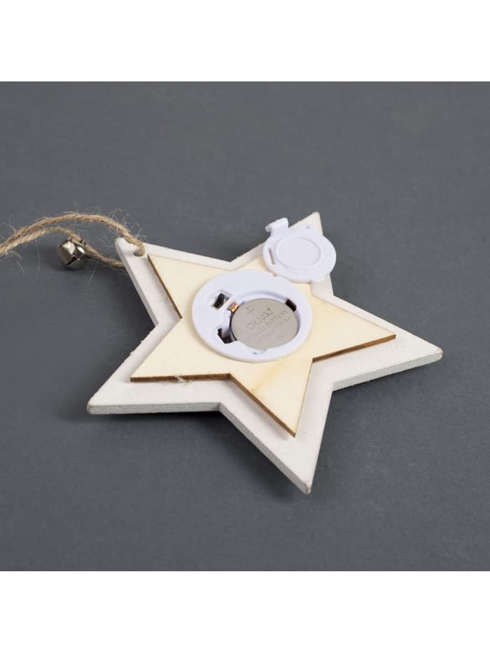 Ёлочная игрушка «Звезда с оленем», 10×10×2 см, 4 LED, от батареек, свечение тёплое белое