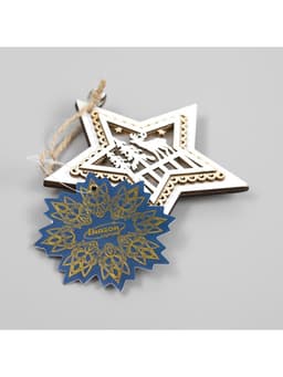 Ёлочная игрушка «Звезда с оленем», 10×10×2 см, 4 LED, от батареек, свечение тёплое белое