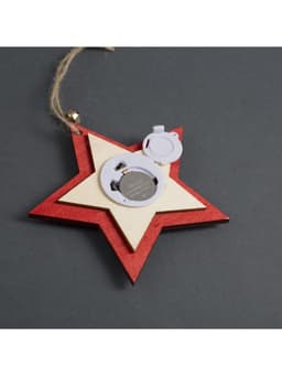 Ёлочная игрушка «Красная звезда с оленем», 10×10×2 см, 4 LED, от батареек, свечение тёплое белое