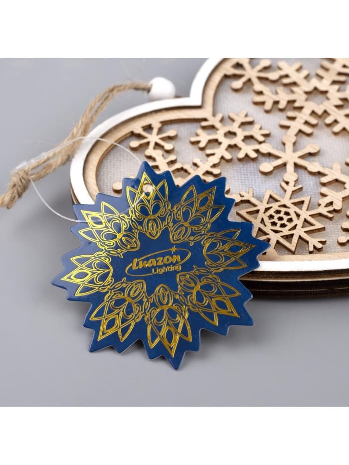 Ёлочная игрушка «Сердце в снежинках», 13×13×1 см, 3 LED, от батареек, свечение тёплое белое