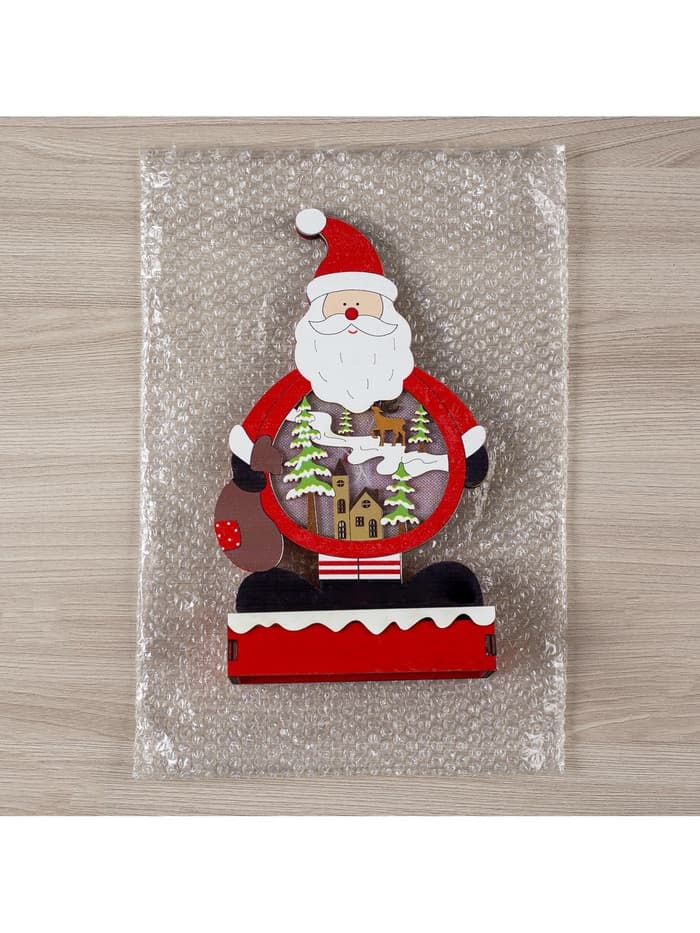 Светодиодная фигура «Дед Мороз» 24×13×5 см, дерево, от батареек АА×2, свечение тёплое белое