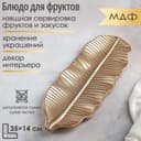 Блюдо для фруктов Доляна «Золотой лист», 35×14 см, золотое