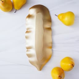 Блюдо для фруктов Доляна «Золотой лист», 35×14 см, золотое