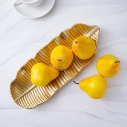 Блюдо для фруктов Доляна «Золотой лист», 35×14 см, золотое