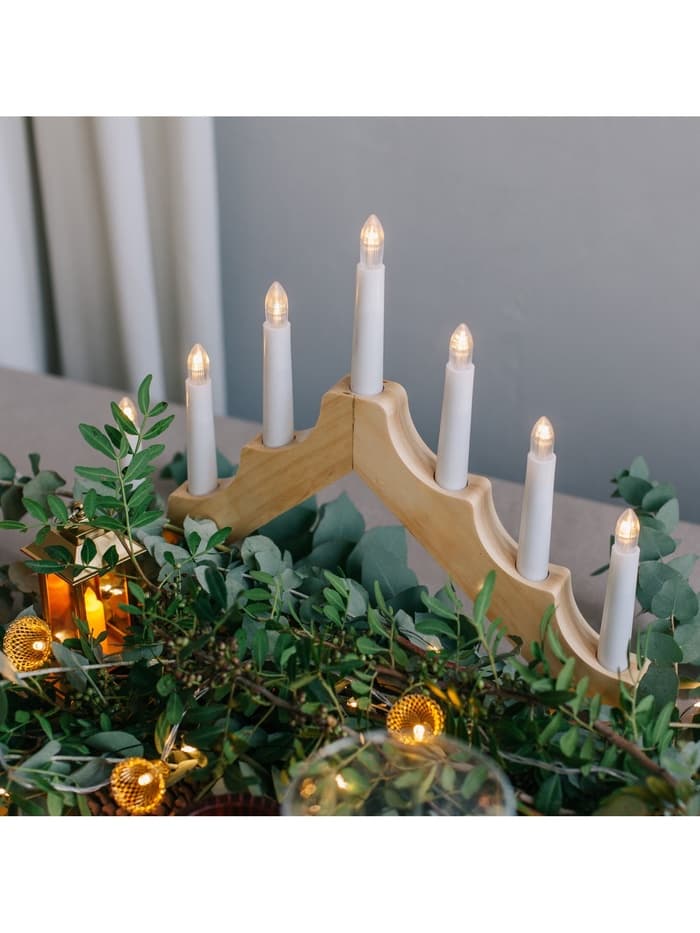 Светодиодная фигура «Рождественская горка» 39.5×33×5 см, дерево, 220 В, эффект пламени