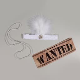 Карнавальный набор «Кокетка» повязка на голову с пером, бусы, табличка