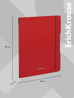 Тетрадь на резинке ErichKrause. FolderBook А5+, 48 листов, в клетку, съёмная пластиковая обложка, красная