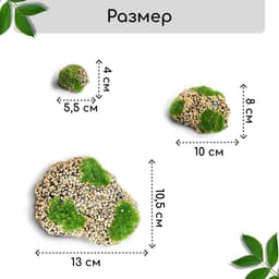 Мох искусственный, для декора, «Камни с мелкой каменной крошкой», набор 6 шт., бежевый, Greengo