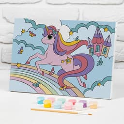 Картина по номерам для детей на подрамнике «Единорог на радуге», 20×30 см