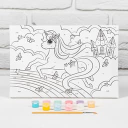 Картина по номерам для детей на подрамнике «Единорог на радуге», 20×30 см
