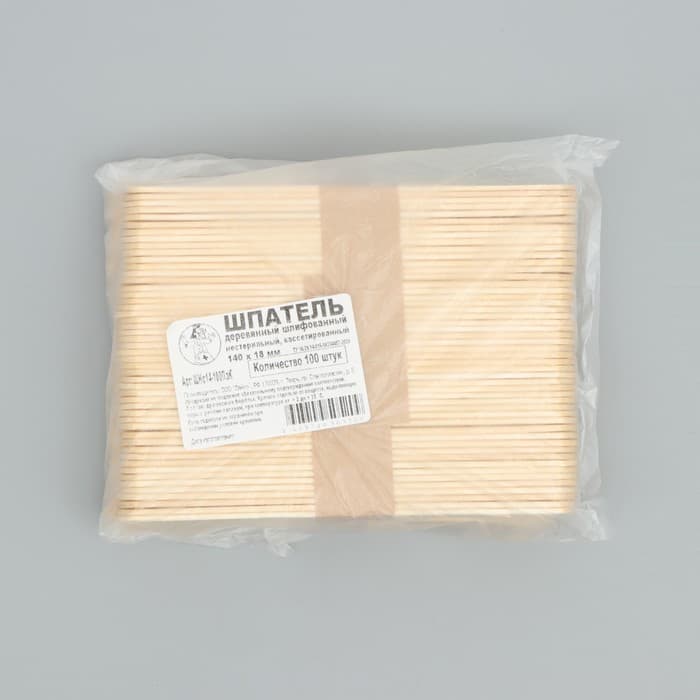 Шпатель деревянный шлифованный нестерильный, р-р 140×18×1.8