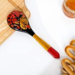 Ложка деревянная хохлома «Ягодка», салатная, 6×21 см