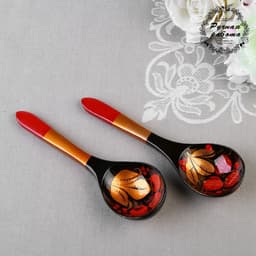 Ложка деревянная хохлома «Ягодка», салатная, 6×21 см