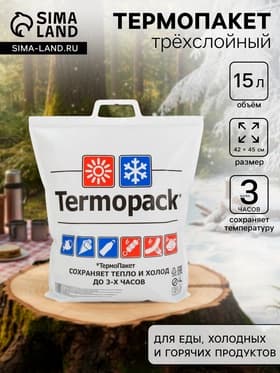 Термопакет трёхслойный, 42×45 см (внеш. ПВД/внутр. метал.), для еды, холодных и горячих продуктов