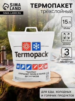 Термопакет трёхслойный, 42×45 см (внеш. ПВД/внутр. метал.), для еды, холодных и горячих продуктов