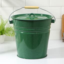 Ведро эмалированное, 12 л, с крышкой, зелёное