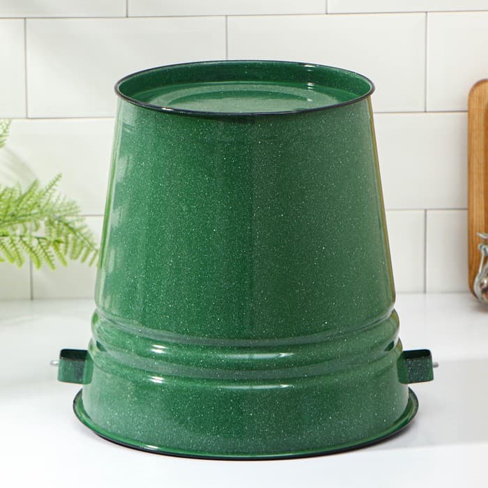 Ведро эмалированное, 12 л, с крышкой, зелёное