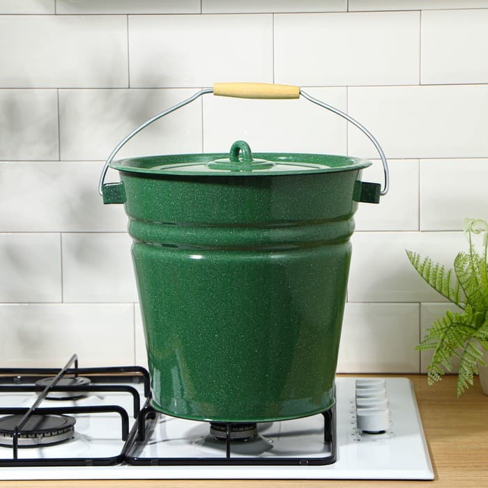 Ведро эмалированное, 12 л, с крышкой, зелёное