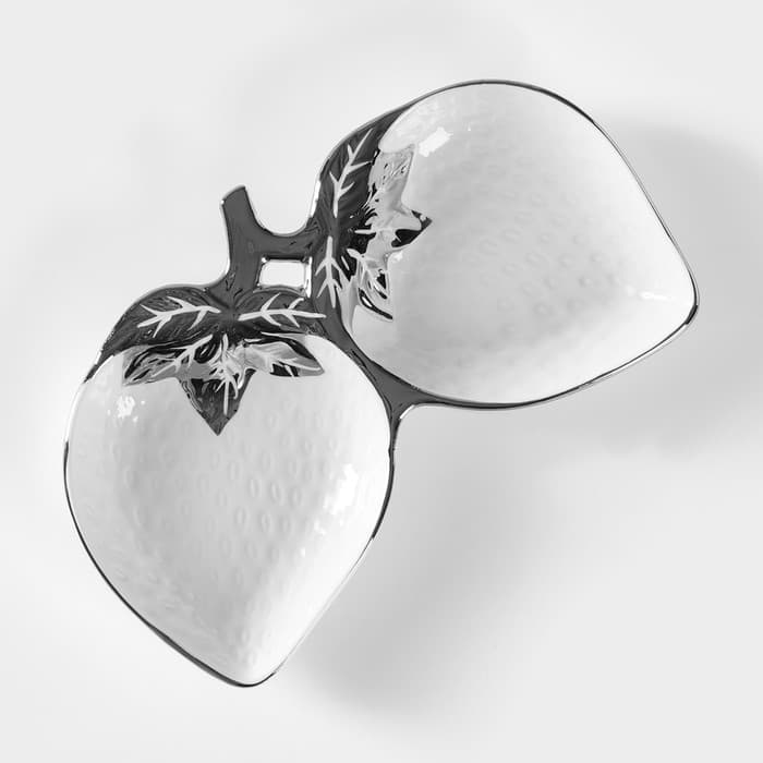 Менажница «Клубника», 24.5×14.5×3.5 см, 2 ячейки, керамика