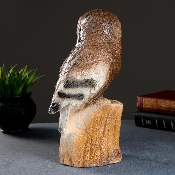 Копилка для денег «Сова на пне», коричневая, фарфор, 11×13×27.5 см