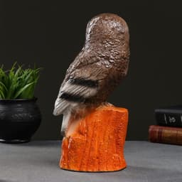 Копилка для денег «Сова на пне», коричневая, фарфор, 11×13×27.5 см