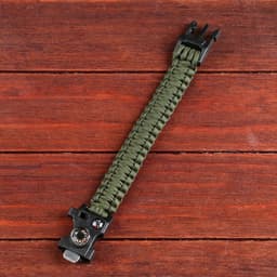 Браслет для выживания «Мастер К.», с компасом, паракорд 3 м, 24×2 см, тёмно-зелёный