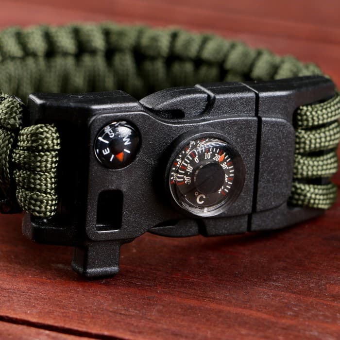 Браслет для выживания «Мастер К.», с компасом, паракорд 3 м, 24×2 см, тёмно-зелёный
