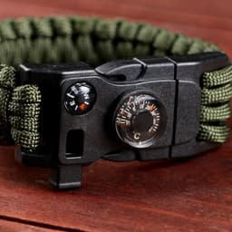 Браслет для выживания «Мастер К.», с компасом, паракорд 3 м, 24×2 см, тёмно-зелёный