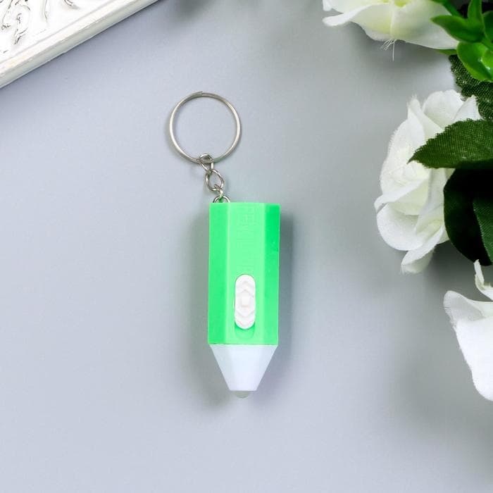 Фонарик брелок для ключей на кольце «Карандаш», мигает, 5×1.7×1.7 см, МИКС