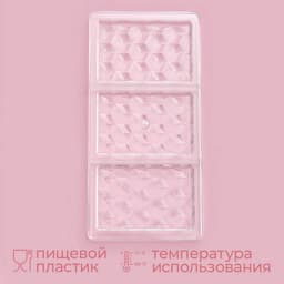 Форма для шоколада KONFINETTA «Плитка шоколада», 33×16.5×2.5 см, 3 ячейки 7.5×11.3 см, пластик, прозрачная