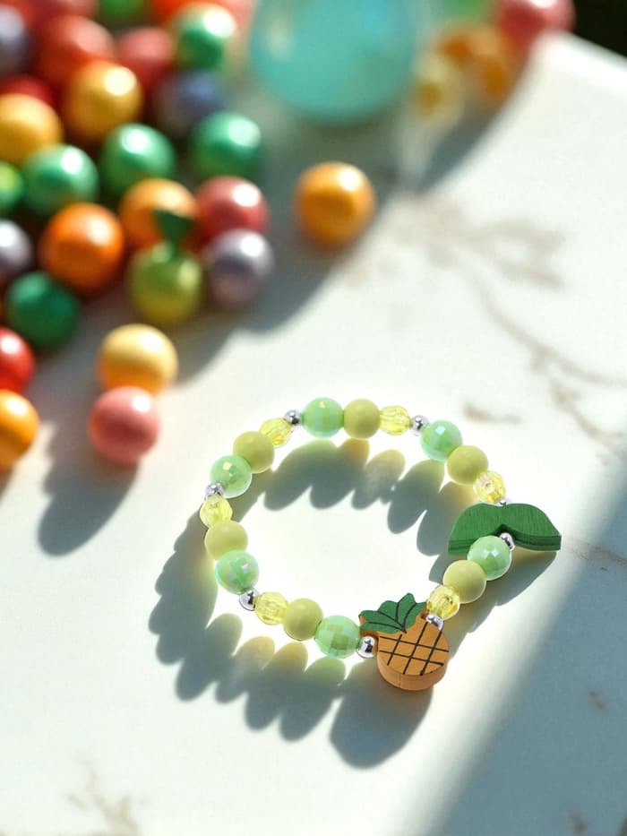 Браслет детский «Выбражулька. Ананас с листочками», d=5 см, МИКС