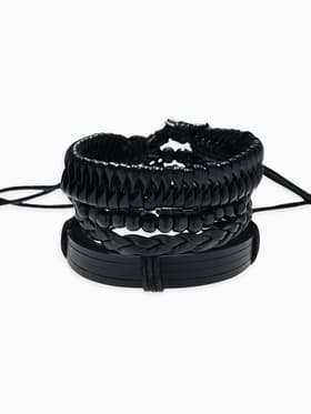 Браслеты кожаные «Батог», набор 4 шт. d=7.5 см, чёрные