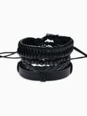 Браслеты кожаные «Батог», набор 4 шт. d=7.5 см, чёрные