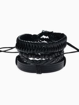 Браслеты кожаные «Батог», набор 4 шт. d=7.5 см, чёрные