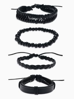 Браслеты кожаные «Батог», набор 4 шт. d=7.5 см, чёрные