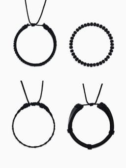 Браслеты кожаные «Батог», набор 4 шт. d=7.5 см, чёрные