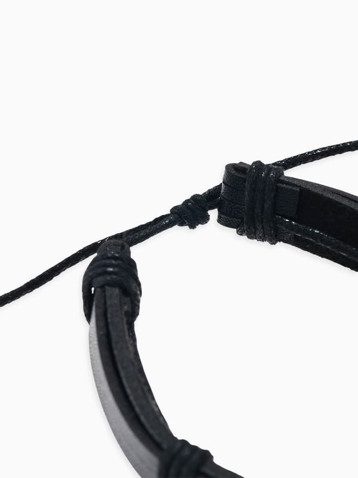 Браслеты кожаные «Батог», набор 4 шт. d=7.5 см, чёрные