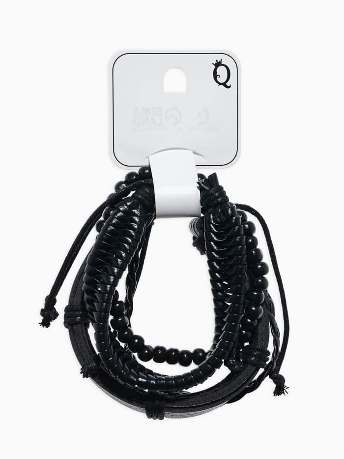 Браслеты кожаные «Батог», набор 4 шт. d=7.5 см, чёрные