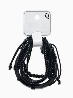 Браслеты кожаные «Батог», набор 4 шт. d=7.5 см, чёрные