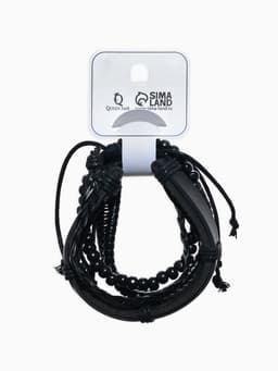 Браслеты кожаные «Батог», набор 4 шт. d=7.5 см, чёрные