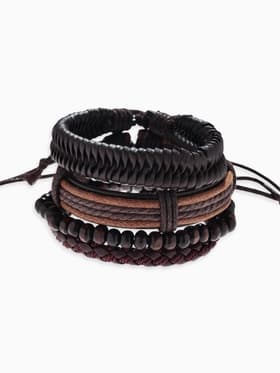 Набор браслетов «Фита», 4 шт. кожа, коричневый, d=7.5 см