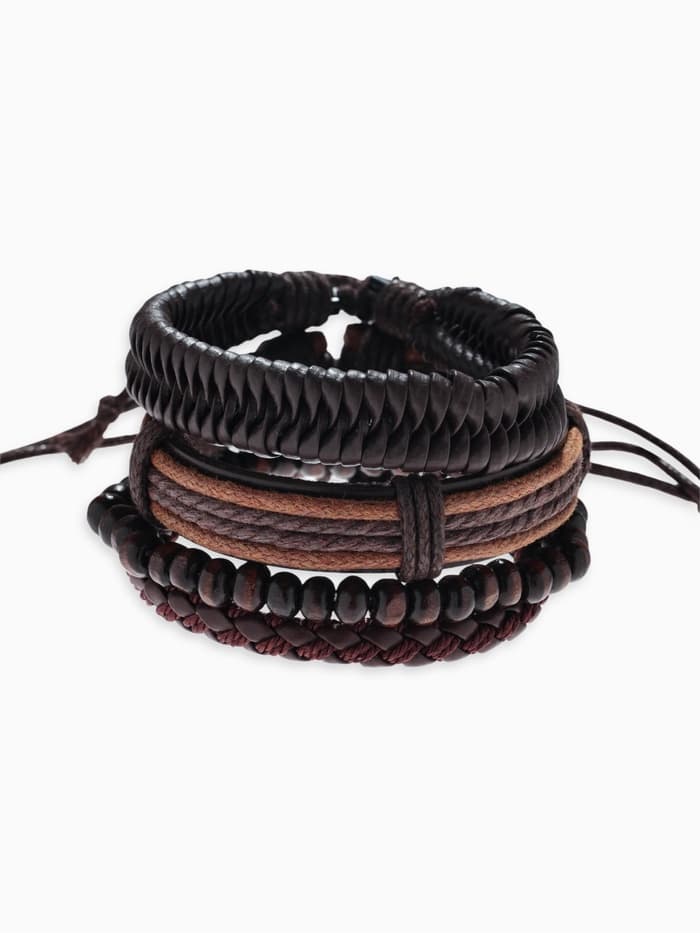 Набор браслетов «Фита», 4 шт. кожа, коричневый, d=7.5 см